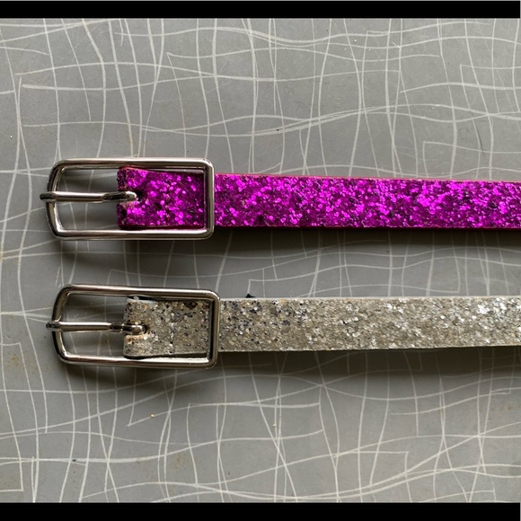 J. Crew Accessories - Set of 2 sparkly leather belts